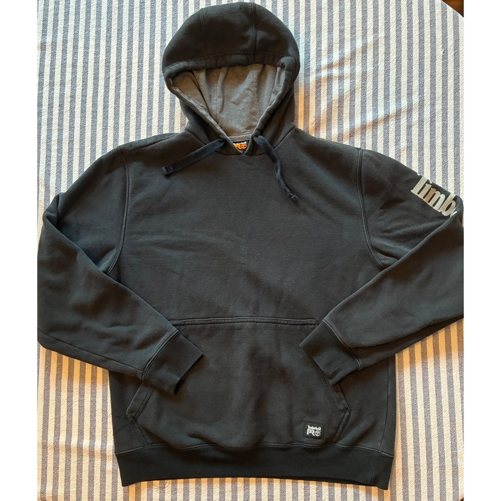 Timberland PRO Black Sleeve Logo Pullover Hoodie Sweatshirt Small Streetwear